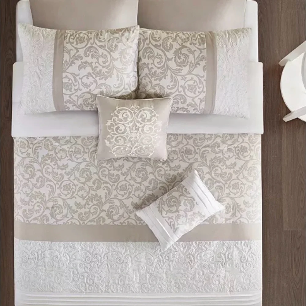 California King Elegant Cream Comforter 7piece Set